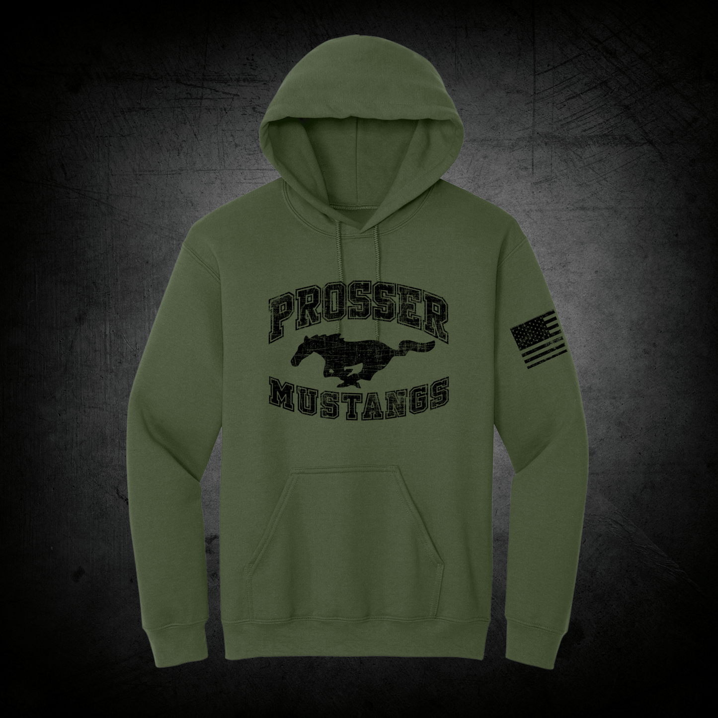 Green Mustang Hooded Sweatshirt